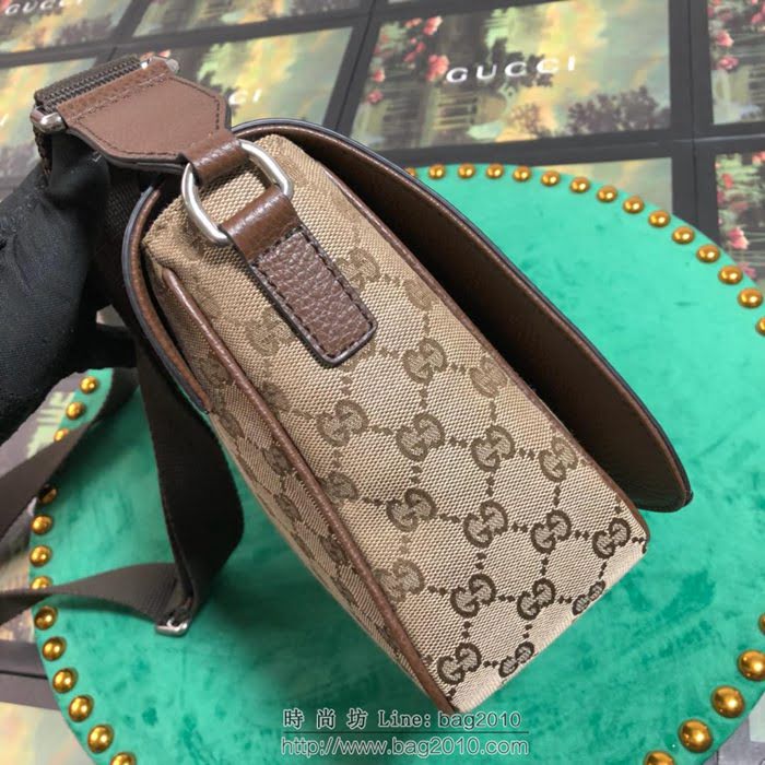 GUCCI 古馳男包 新款 449174 啡布 男女通用款 棕色帆布 Gucci單肩斜挎包